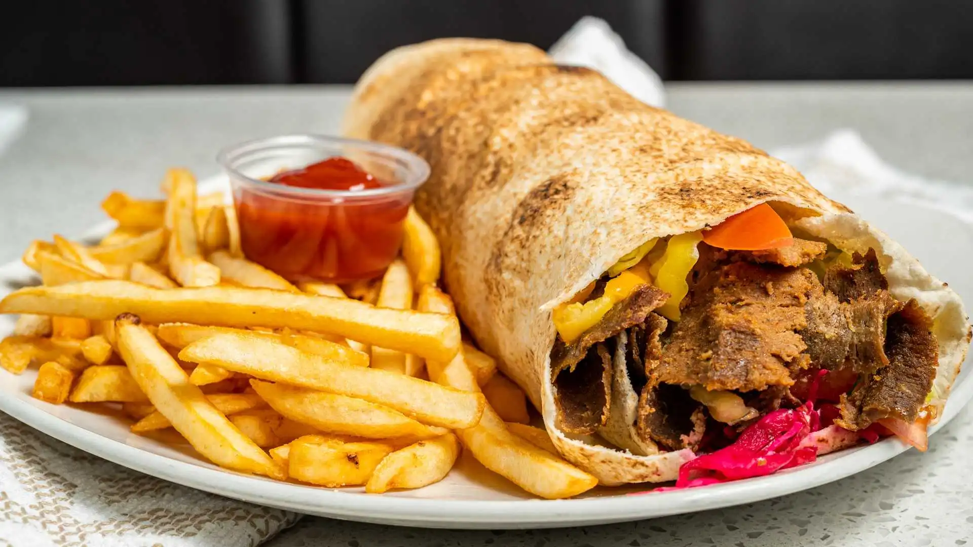 Beef Donair Wrap at Eat-A-Pita Calgary - Authentic donair